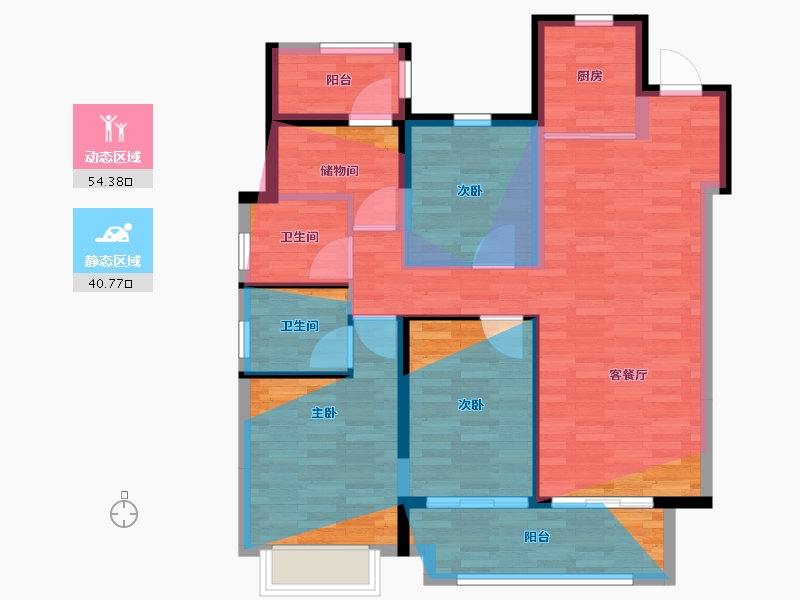 福建省-龙岩市-杭城臻邸-94.40-户型库-动静分区