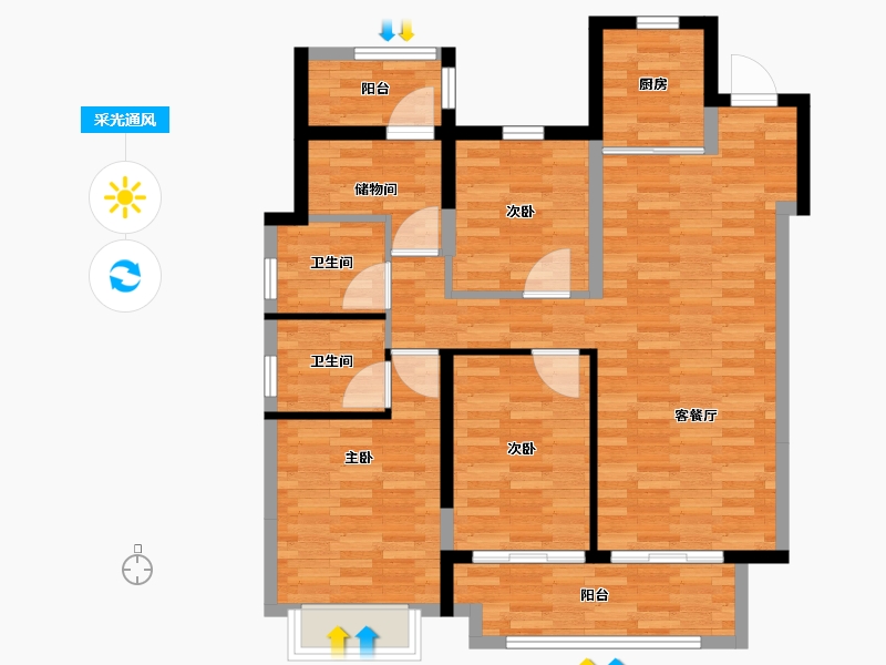 福建省-龙岩市-杭城臻邸-94.40-户型库-采光通风