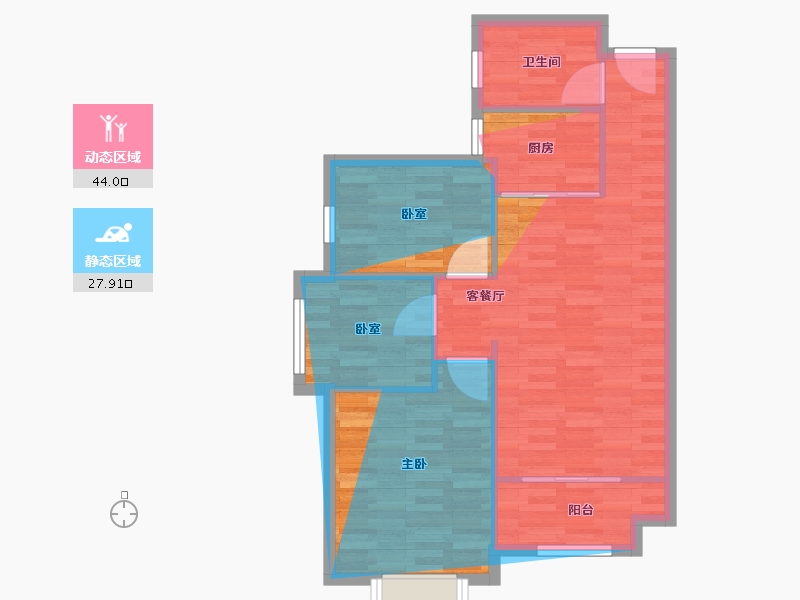 陕西省-西安市-锦溪东城新一家-79.14-户型库-动静分区