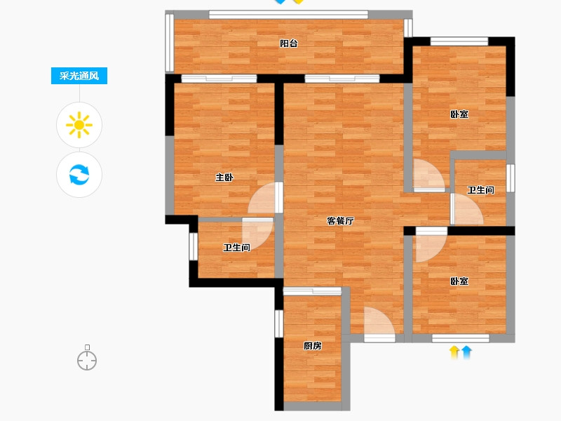 四川省-泸州市-蓝滨嘉苑-99.04-户型库-采光通风