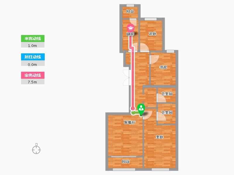 北京-北京市-云岗西路9号院-74.00-户型库-动静线