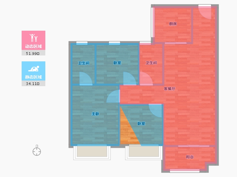 浙江省-湖州市-碧桂园·铂悦府销售中心-80.00-户型库-动静分区