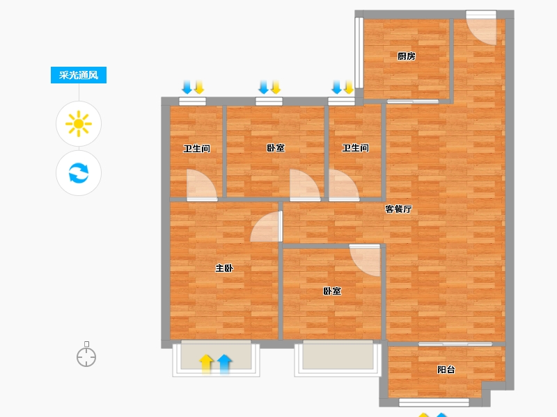 浙江省-湖州市-碧桂园·铂悦府销售中心-80.00-户型库-采光通风