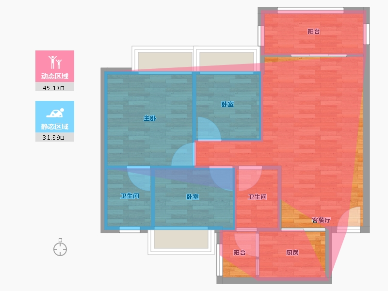 广东省-广州市-凤馨苑社区-78.55-户型库-动静分区