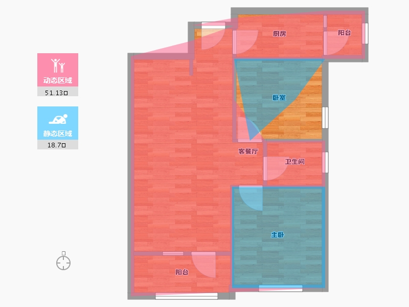 湖北省-武汉市-水岸国际沙湖公馆-74.40-户型库-动静分区