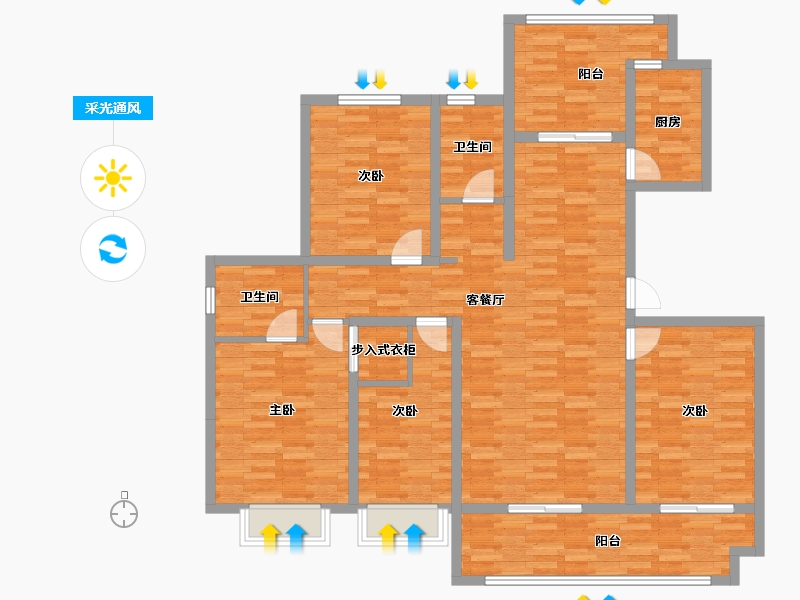 山东省-枣庄市-华晨观澜府-133.00-户型库-采光通风