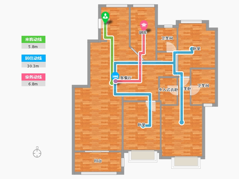 浙江省-台州市-佳园小区西苑-145.00-户型库-动静线