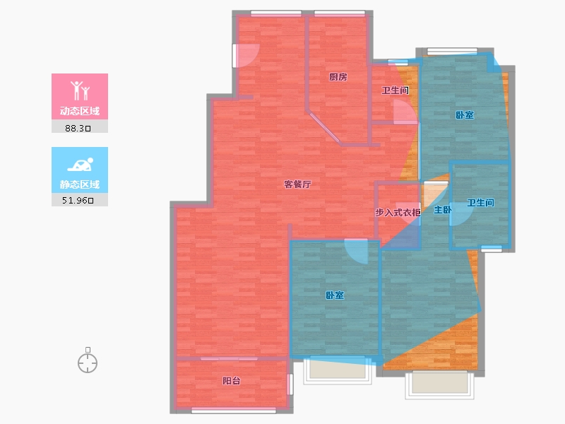 浙江省-台州市-佳园小区西苑-145.00-户型库-动静分区