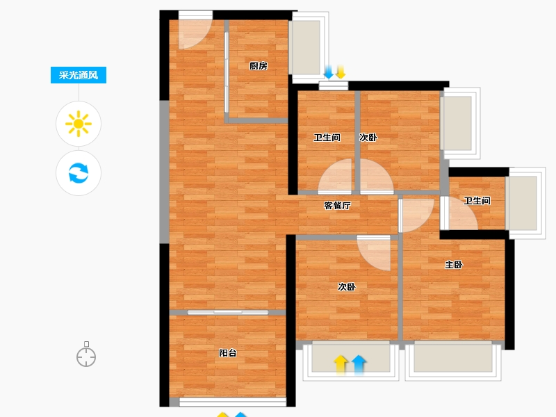 广东省-深圳市-鸿荣源 尚云-71.20-户型库-采光通风