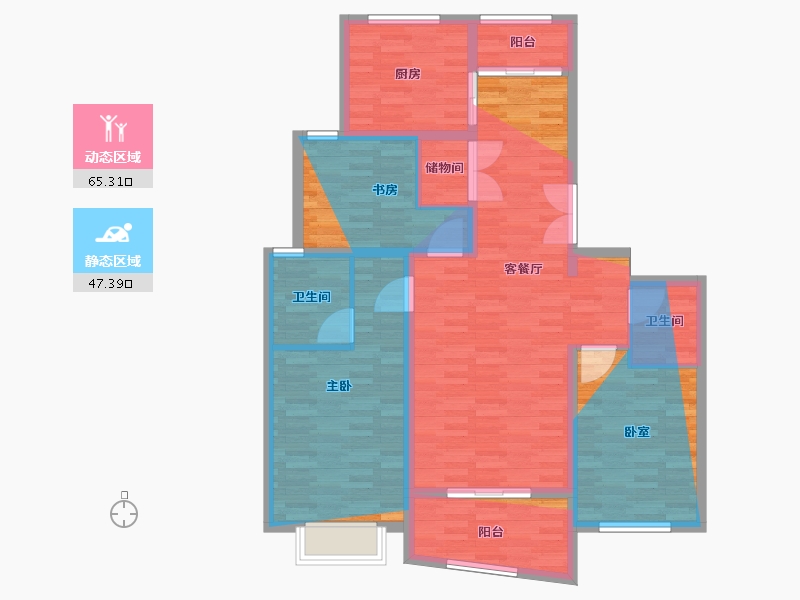 上海-上海市-中友嘉园-102.96-户型库-动静分区