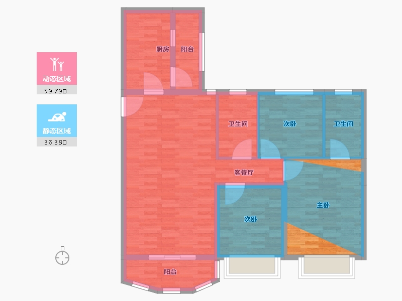 广东省-中山市-丽江花园-86.36-户型库-动静分区