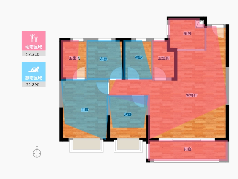 浙江省-宁波市-保利朗玥旭章-109.60-户型库-动静分区