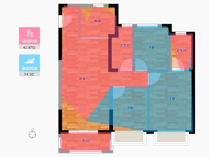 天津-天津市-中骏宸璟府-86.40-户型库-动静分区