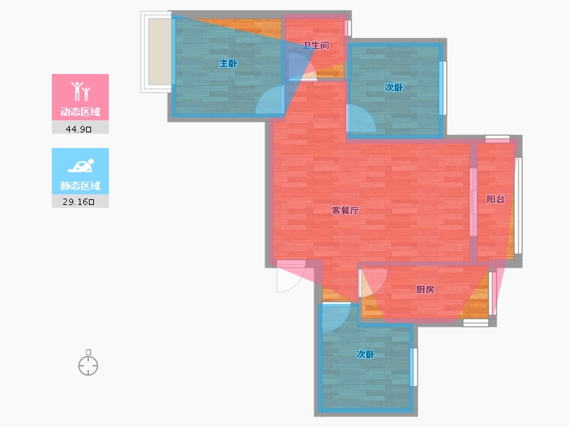 湖北省-武汉市-彩虹郡-85.00-户型库-动静分区