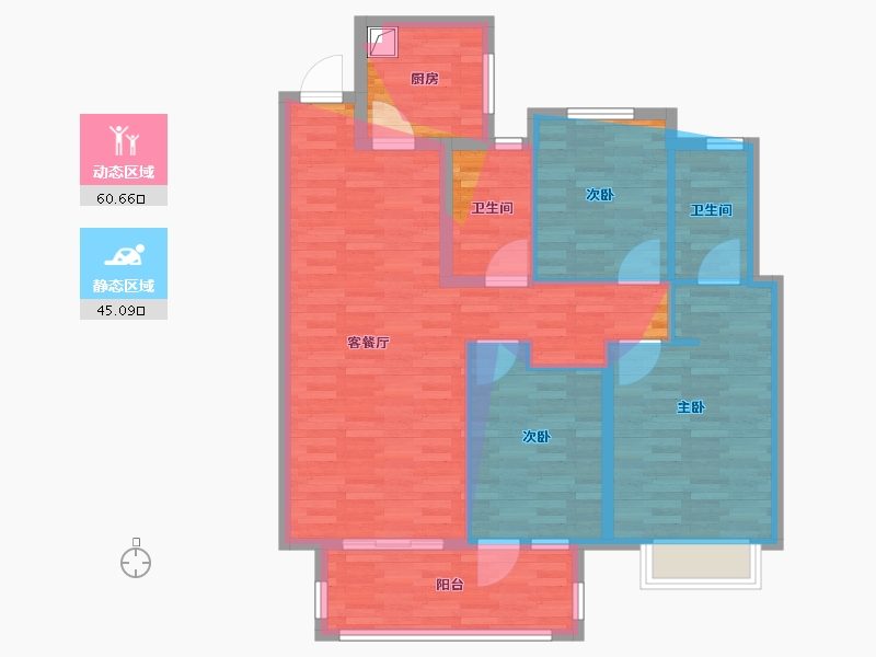 湖北省-武汉市-北辰金地漾时代-93.64-户型库-动静分区