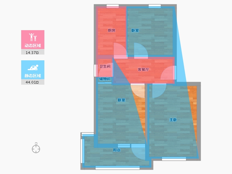 北京-北京市-永定门东街东里-53.63-户型库-动静分区