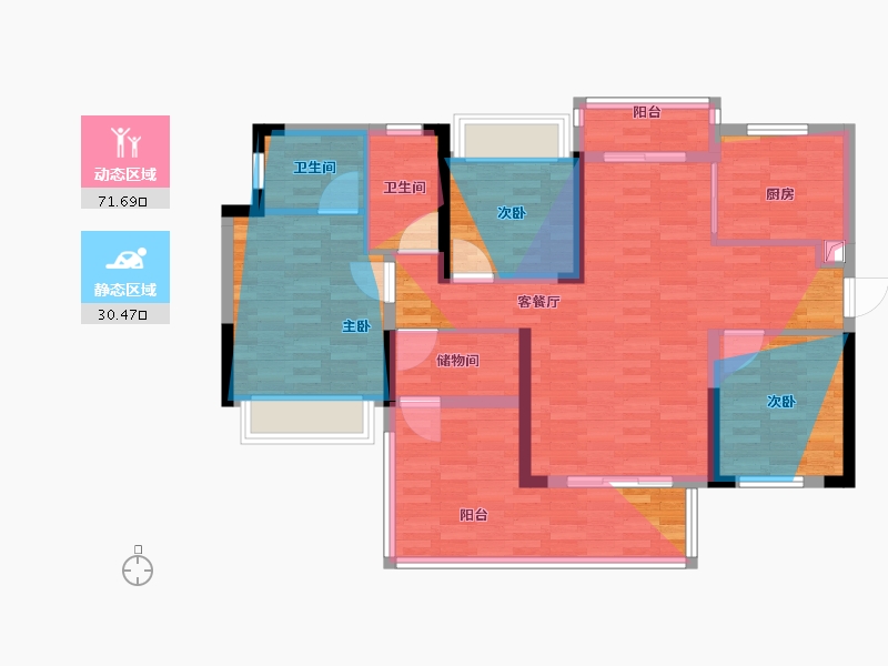 湖南省-怀化市-潇湘首座-120.36-户型库-动静分区