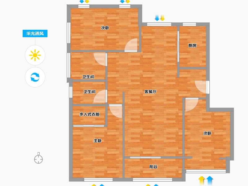 江苏省-苏州市-绿地21新城5期-95.73-户型库-采光通风