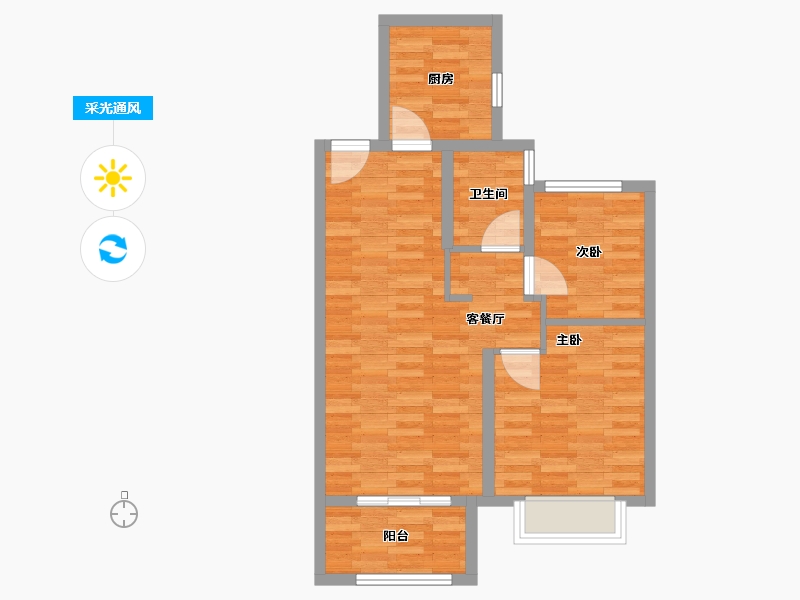 江苏省-徐州市-翠屏佳苑-62.40-户型库-采光通风