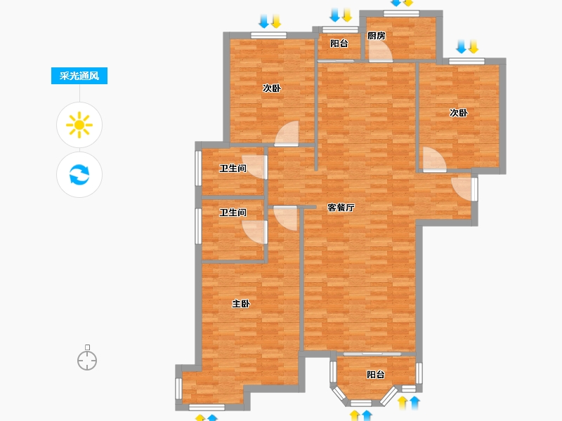 河北省-石家庄市-欧景园-107.20-户型库-采光通风