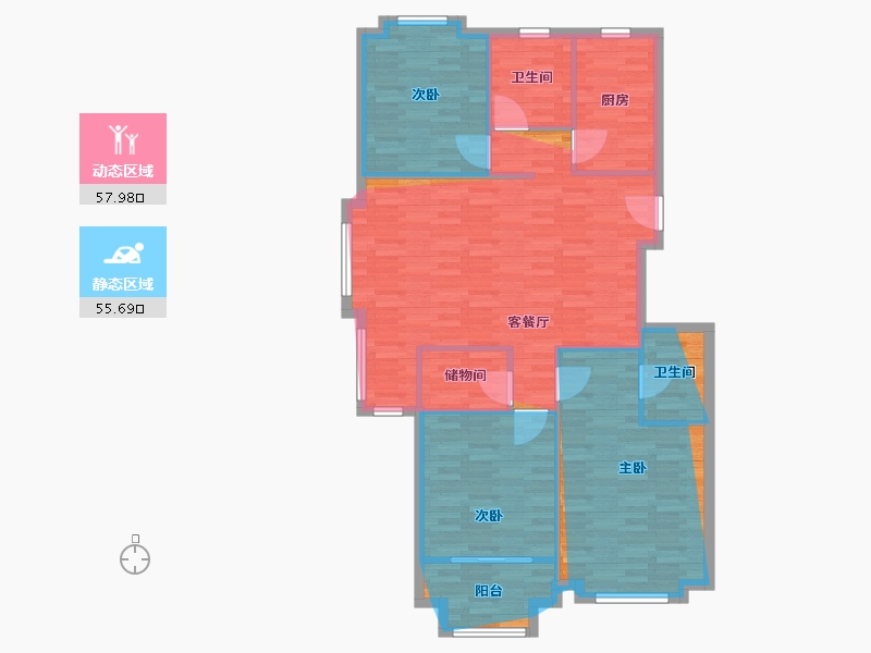 浙江省-杭州市-耀江文欣苑-100.00-户型库-动静分区