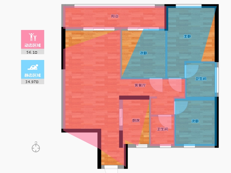 浙江省-金华市-孝子祠小区-86.40-户型库-动静分区