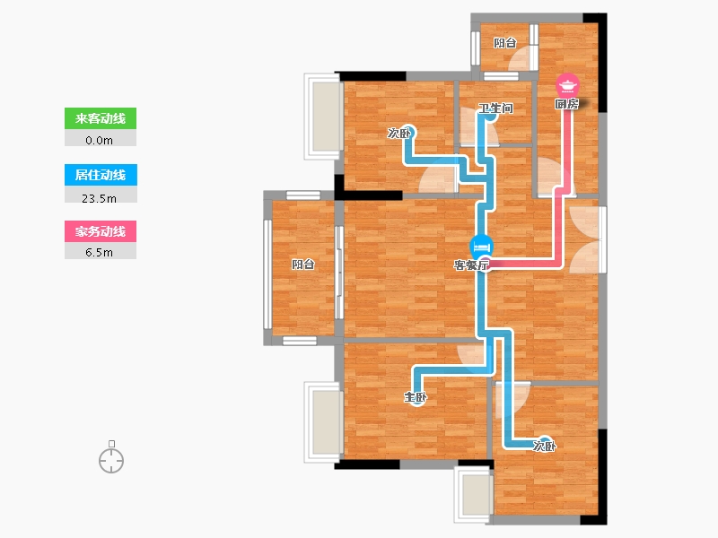 河南省-洛阳市-公园壹号三区-86.40-户型库-动静线