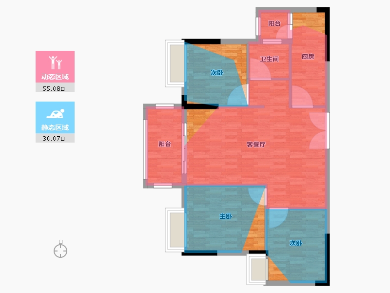 河南省-洛阳市-公园壹号三区-86.40-户型库-动静分区