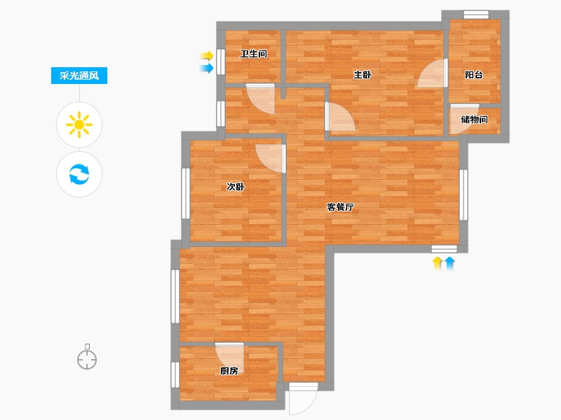 河南省-濮阳市-建业新城4期-68.00-户型库-采光通风