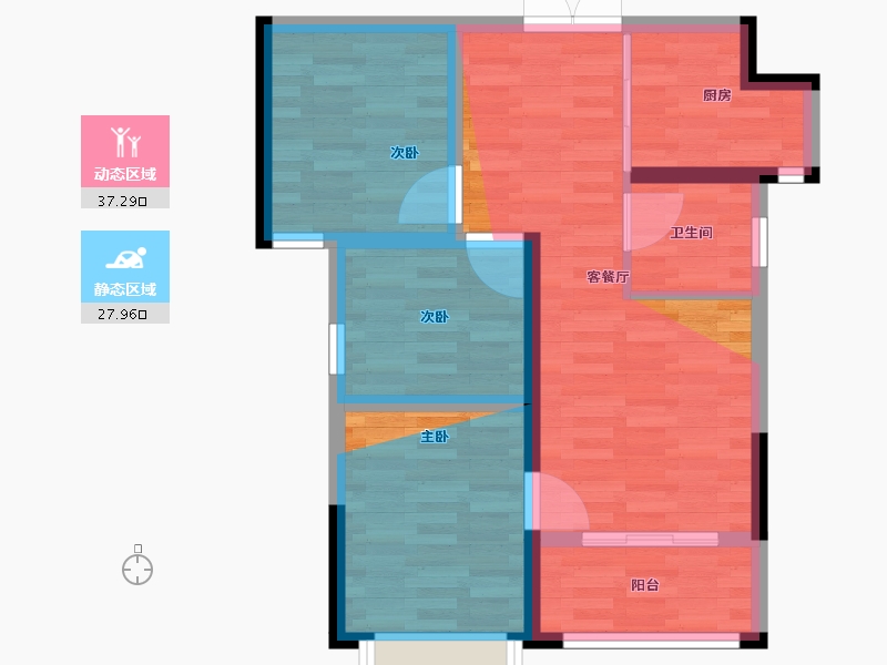 河南省-洛阳市-中弘卓越城3期-64.69-户型库-动静分区