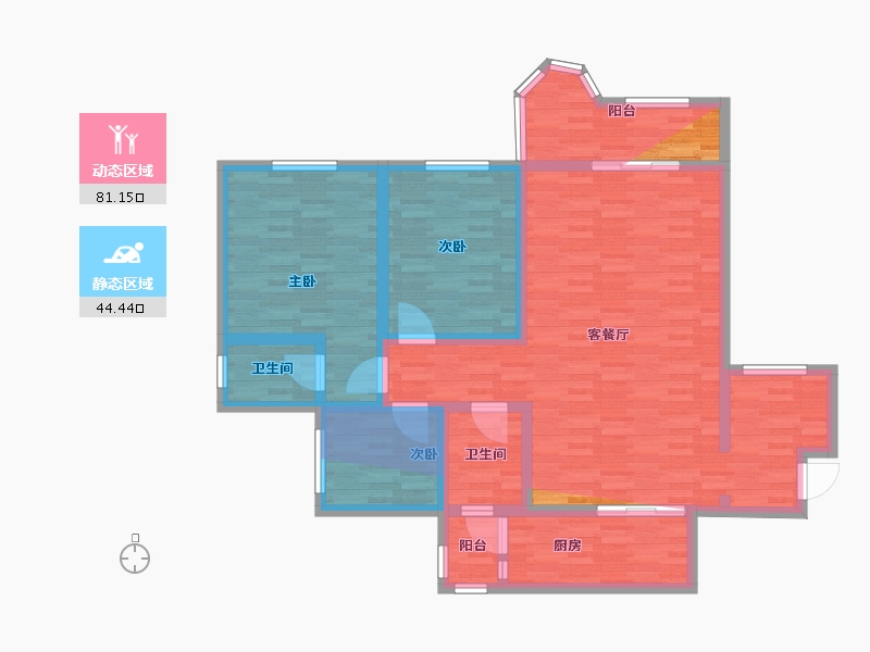 重庆-重庆市-人和华夏城三区-110.40-户型库-动静分区