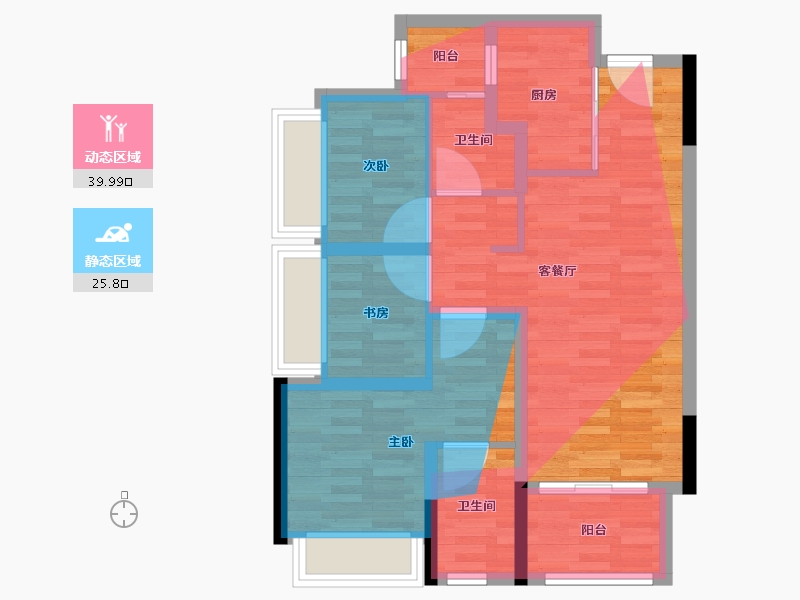 重庆-重庆市-金科博翠园站-71.00-户型库-动静分区