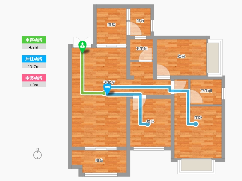 湖南省-郴州市-杏福家园-90.00-户型库-动静线