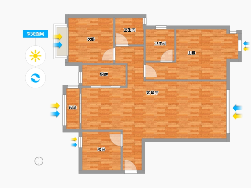 湖南省-常德市-富新嘉苑-98.90-户型库-采光通风