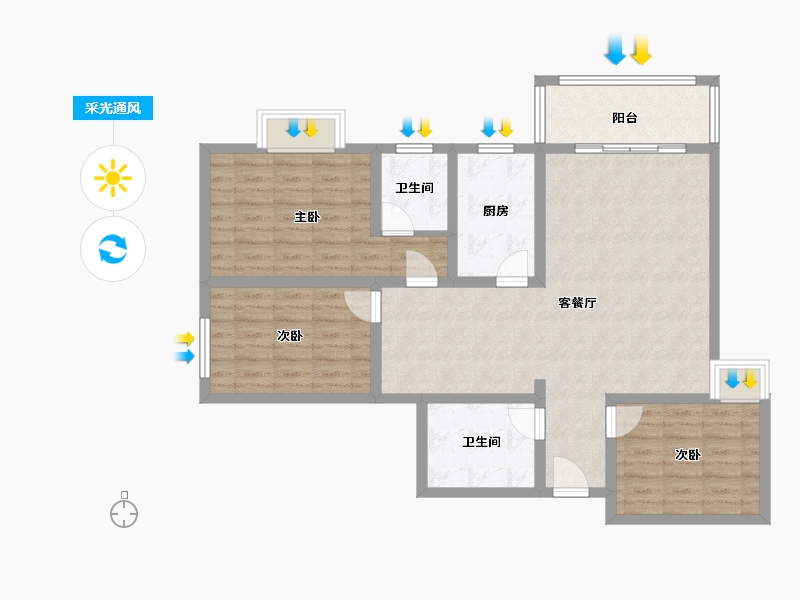 河南省-南阳市-广场北安置小区-94.40-户型库-采光通风