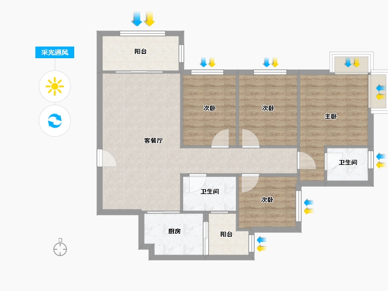 四川省-成都市-保利春天花语-89.36-户型库-采光通风