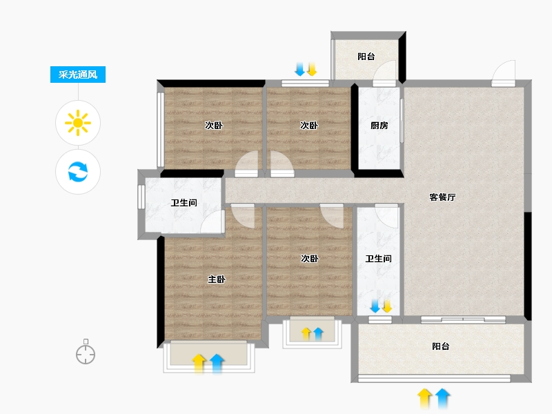 广西壮族自治区-贵港市-公园一号-118.36-户型库-采光通风