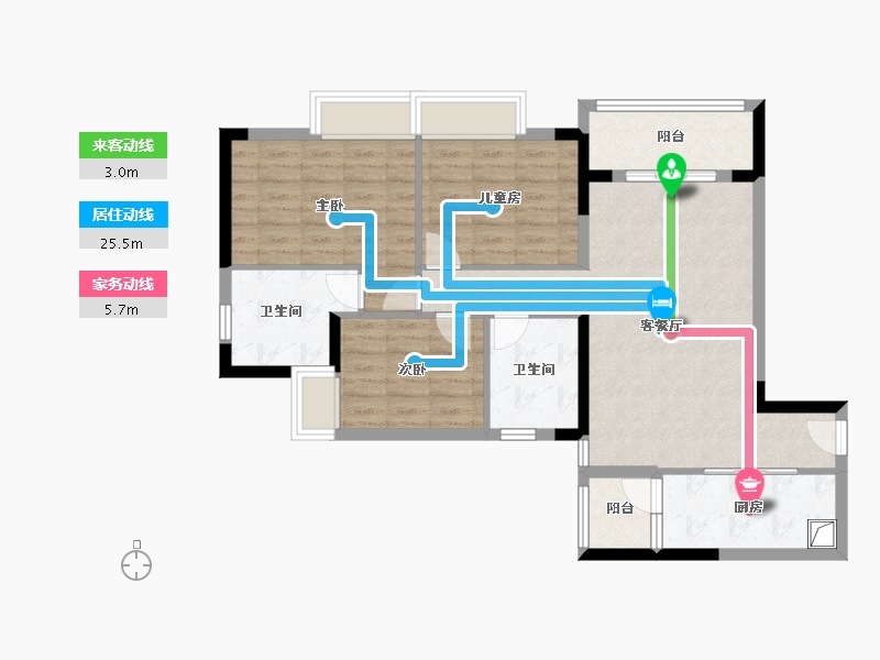 广东省-广州市-河沙花园1-84.80-户型库-动静线