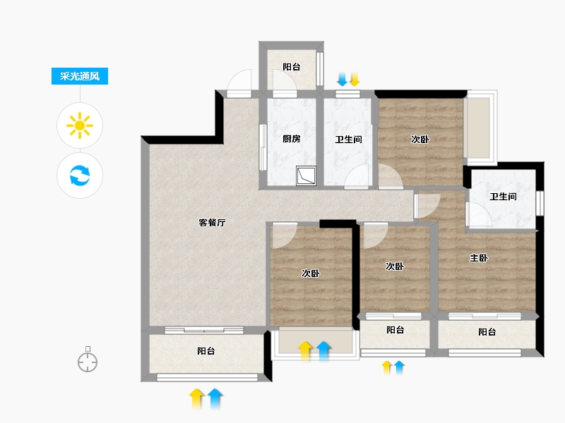 广东省-深圳市-富基云珑府-98.40-户型库-采光通风