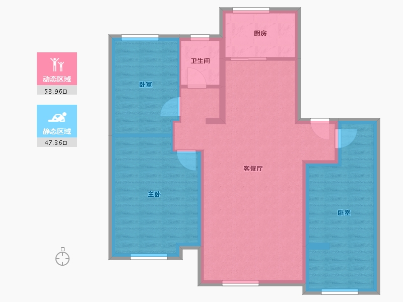 新疆维吾尔自治区-石河子市-鸿翔百合园-91.00-户型库-动静分区