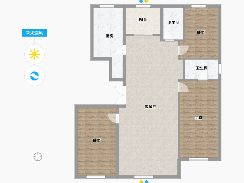 辽宁省-铁岭市-明月城南2期-137.00-户型库-采光通风