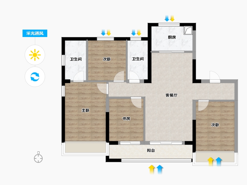 山东省-济南市-春风心语-104.00-户型库-采光通风