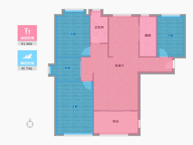 江苏省-苏州市-阳光城翡丽湾花园北区-89.60-户型库-动静分区