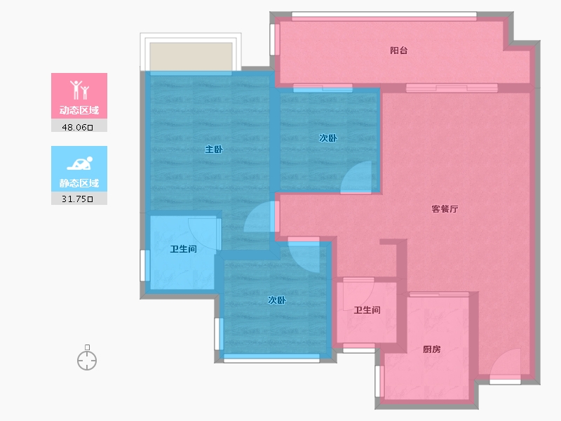 安徽省-合肥市-文一朗书轩-80.29-户型库-动静分区