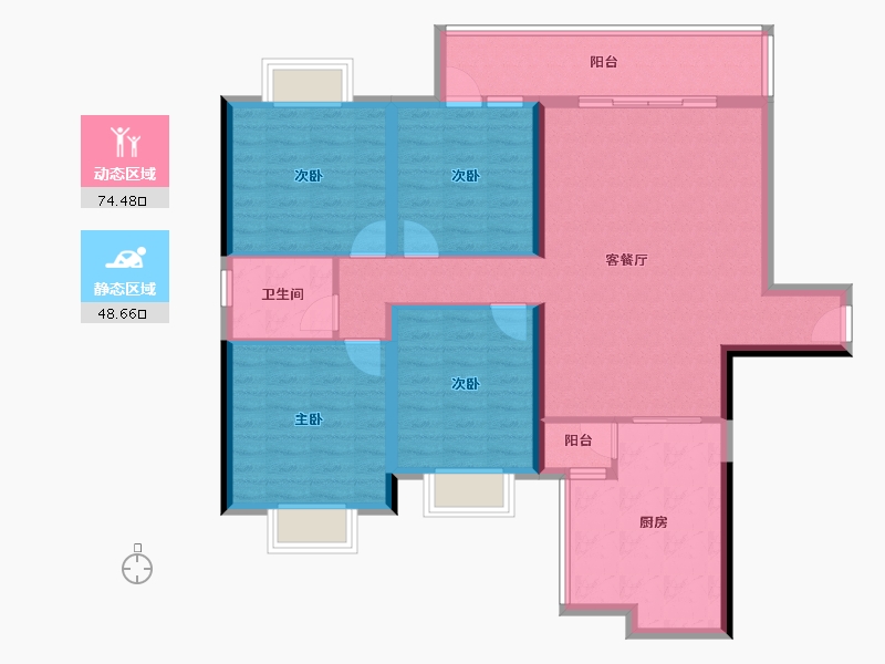 广西壮族自治区-南宁市-淡村路8号区侨办宿舍-114.40-户型库-动静分区