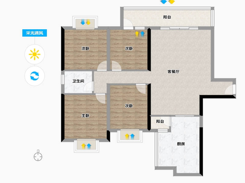 广西壮族自治区-南宁市-淡村路8号区侨办宿舍-114.40-户型库-采光通风