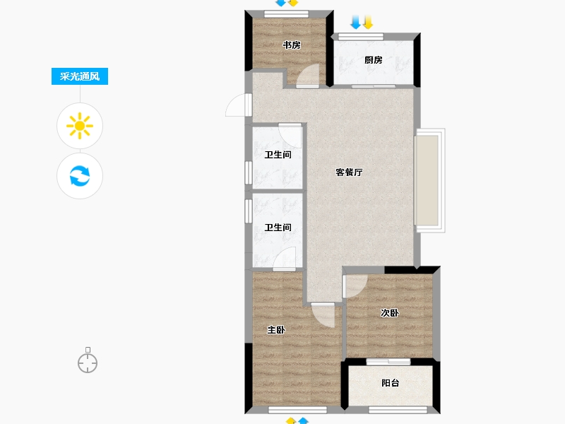 浙江省-宁波市-融望园-73.84-户型库-采光通风