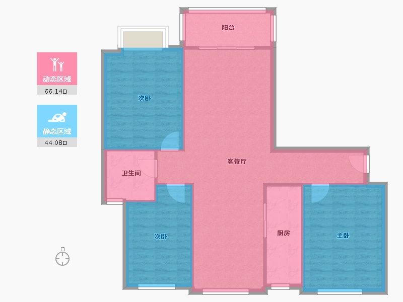 山东省-临沂市-朱夏社区-B区-101.60-户型库-动静分区