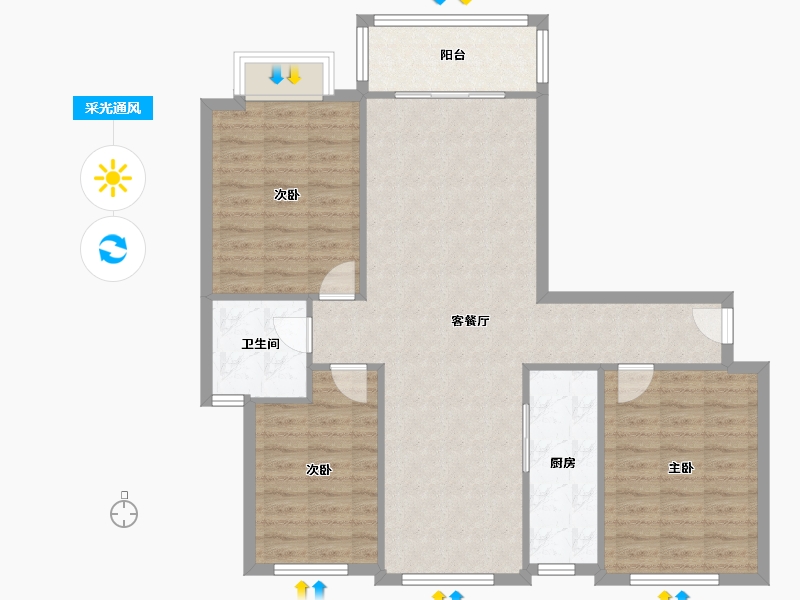 山东省-临沂市-朱夏社区-B区-101.60-户型库-采光通风