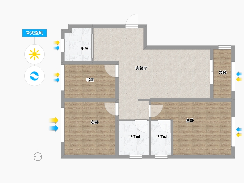 河北省-邢台市-桂花苑-90.00-户型库-采光通风